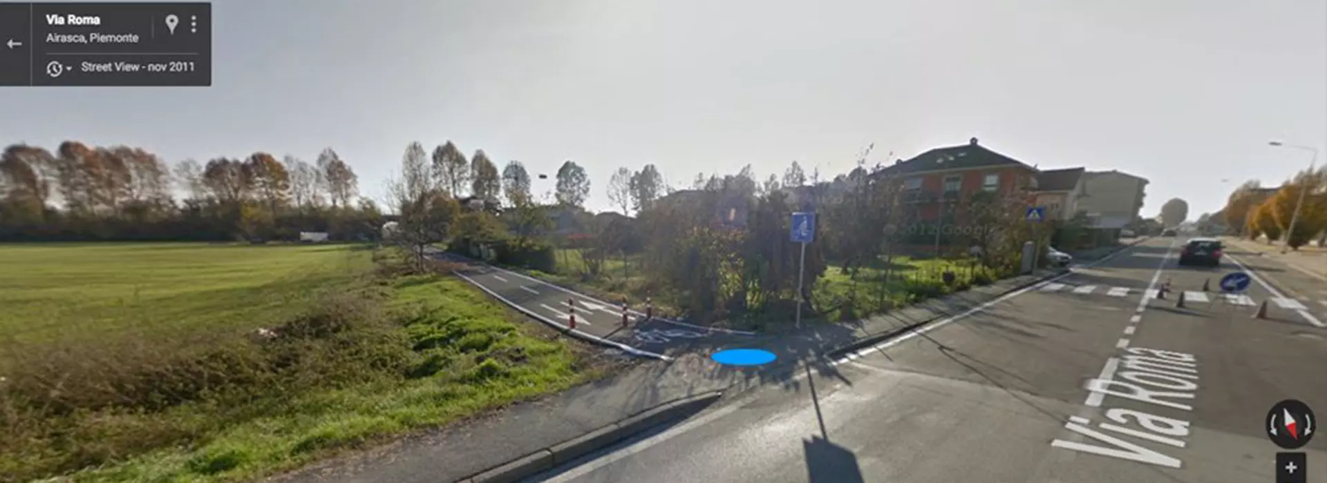 Screenshot di Google maps di Via Roma ad Airasca, strada percorsa per la via delle risorgive 