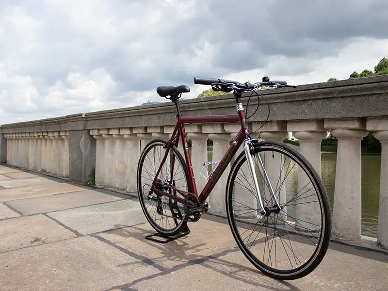 City bike business di Boeris Bikes Torino di color amaranto fotografata sul lungo Po a Torino