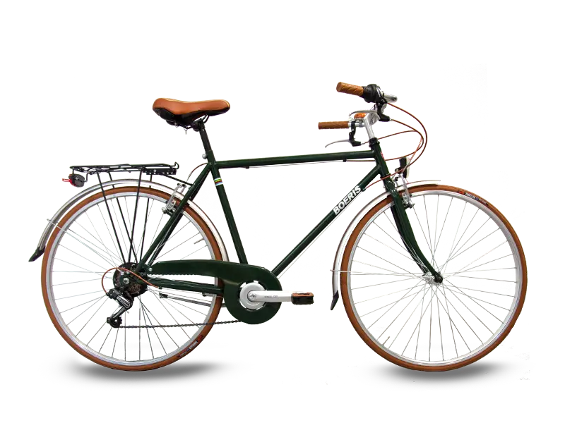 City bike Retrò Boeris Bikes Torino colore verdone e marrone