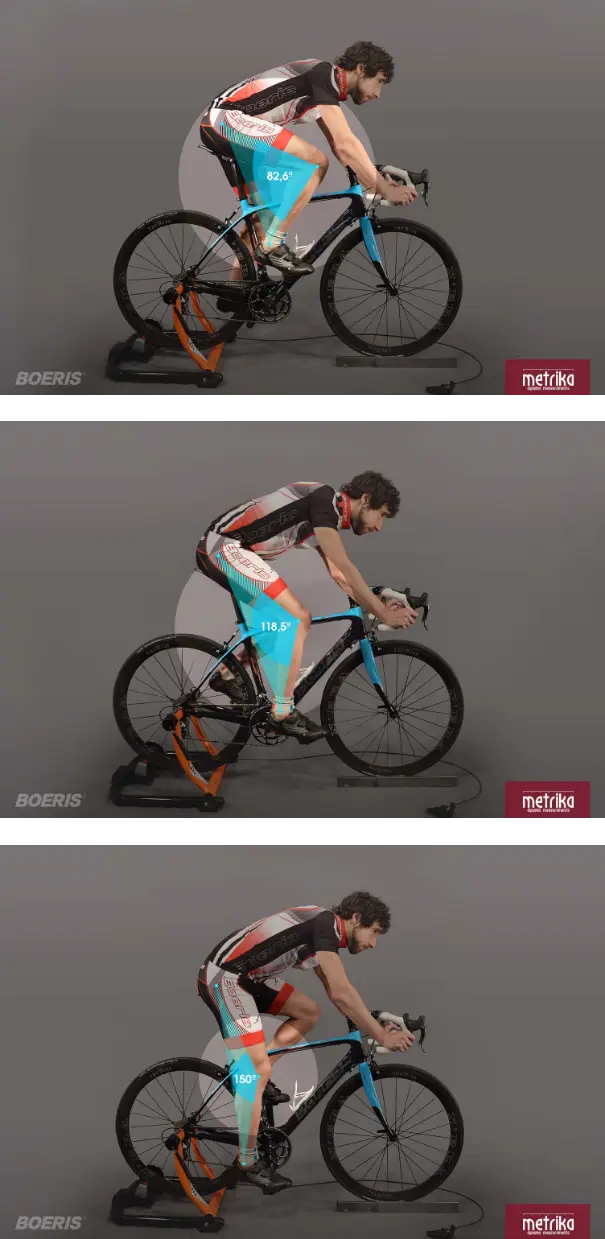 Tre immagini che spiegano la prima fase di Metrika di Boeri Bikes torino in cui si valuta la spinta e l'appogggio