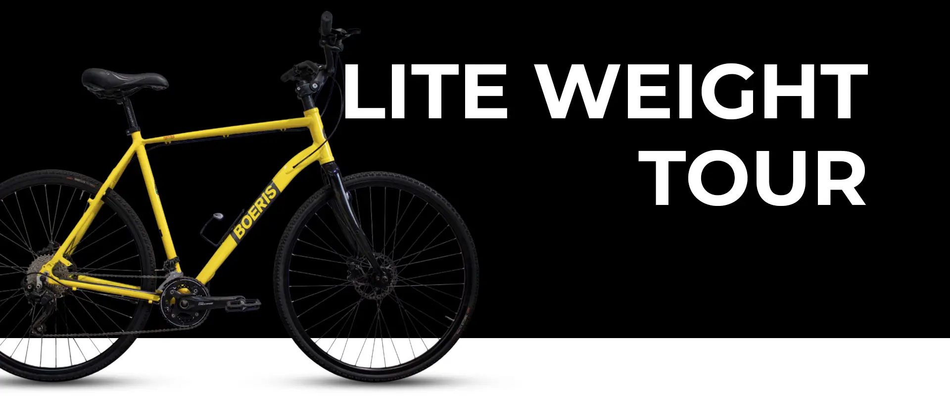 Trekking Bike Lite Weight Tour colore giallo Boeris Bikes Torino con sfondo nero