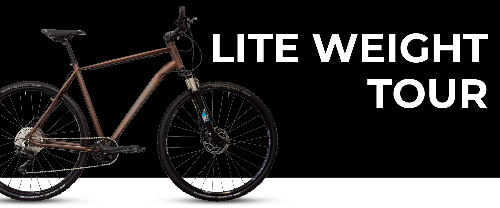 Trekking Bike Lite Weight Tour colore bronzo Boeris Bikes Torino con sfondo nero