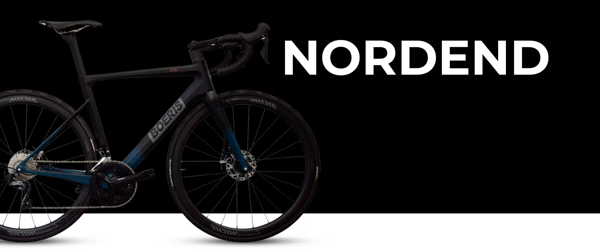 Bici da strada Nordend colore blu e nero Boeris Bikes Torino con sfondo nero