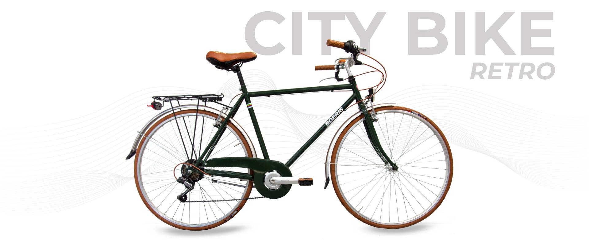 City bike Retrò Boeris Bikes Torino colore verdone e marrone