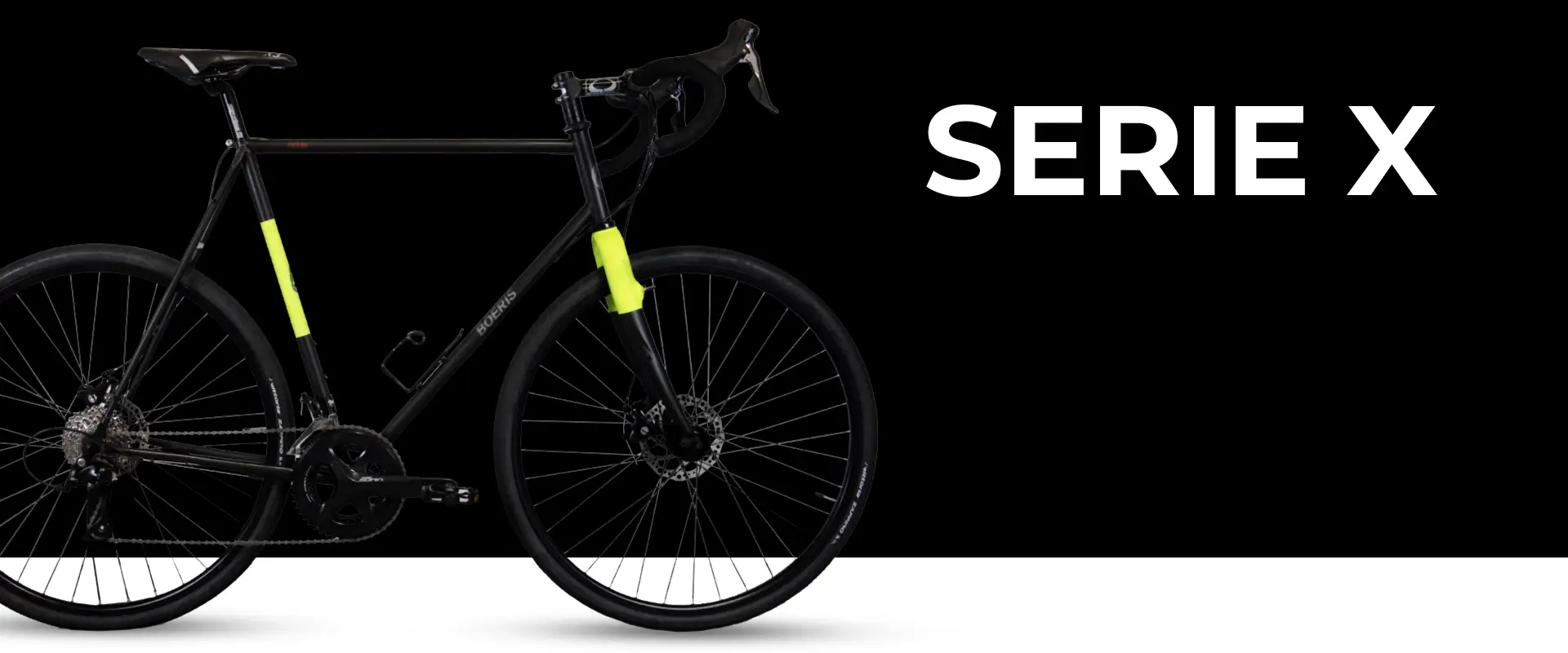 Gravel serie-X colore nero e giallo Boeris Bikes Torino con sfondo nero