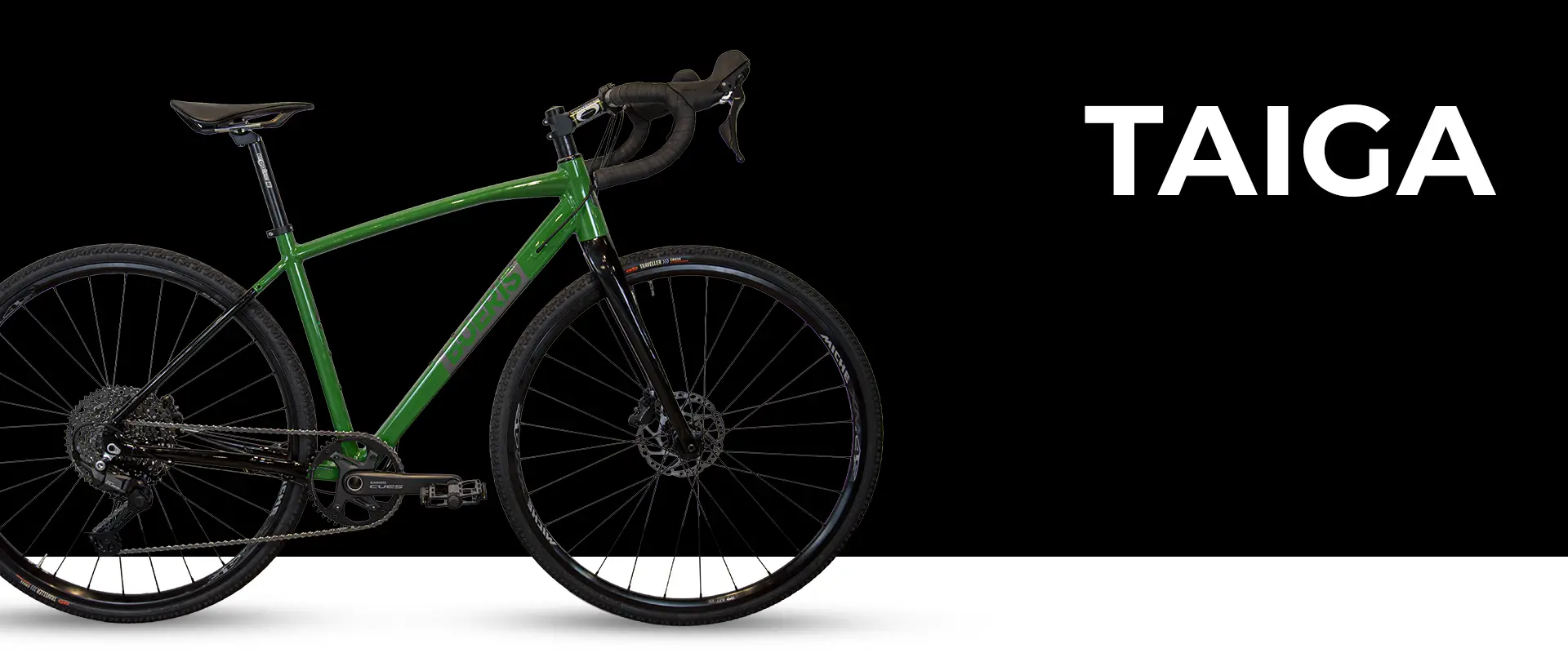Gravel Taiga colore Verde Boeris Bikes Torino con sfondo nero