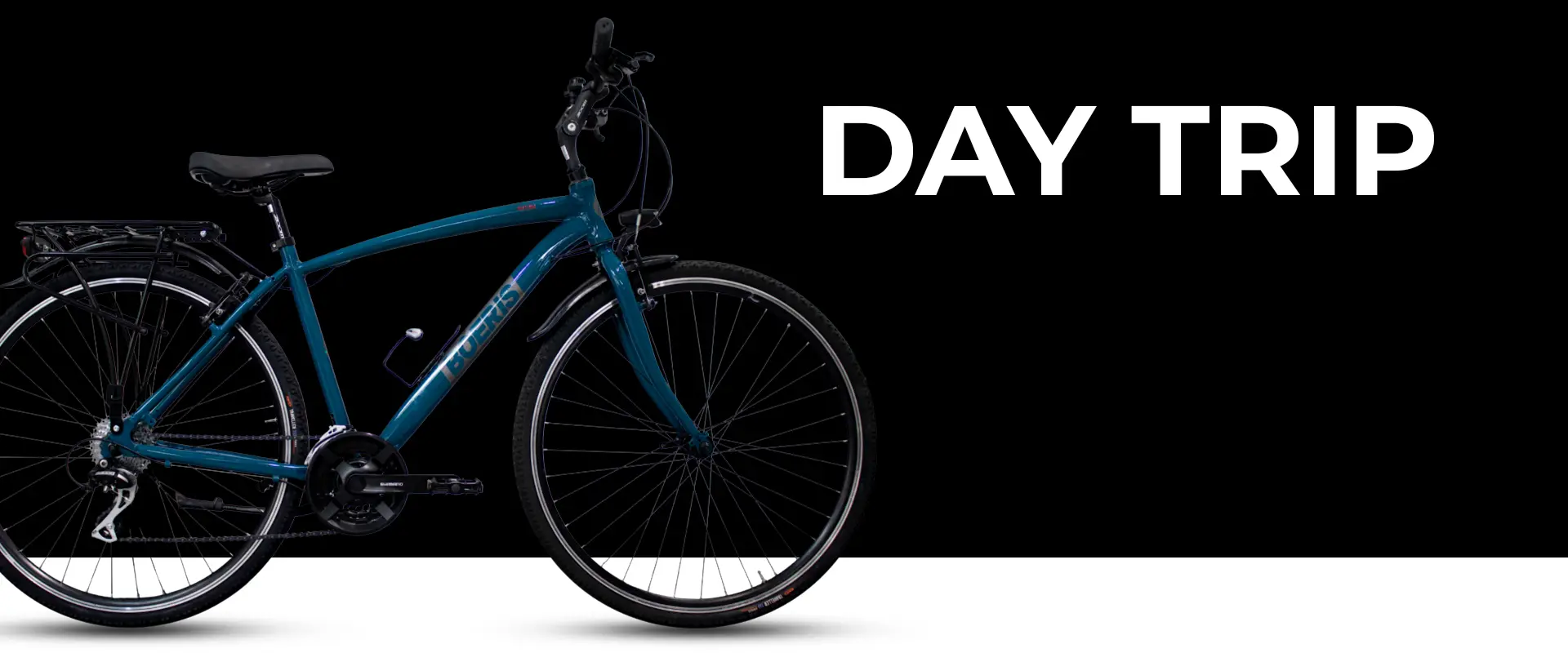 Trekking Bike Day Trip colore blu Boeris Bikes Torino con sfondo nero