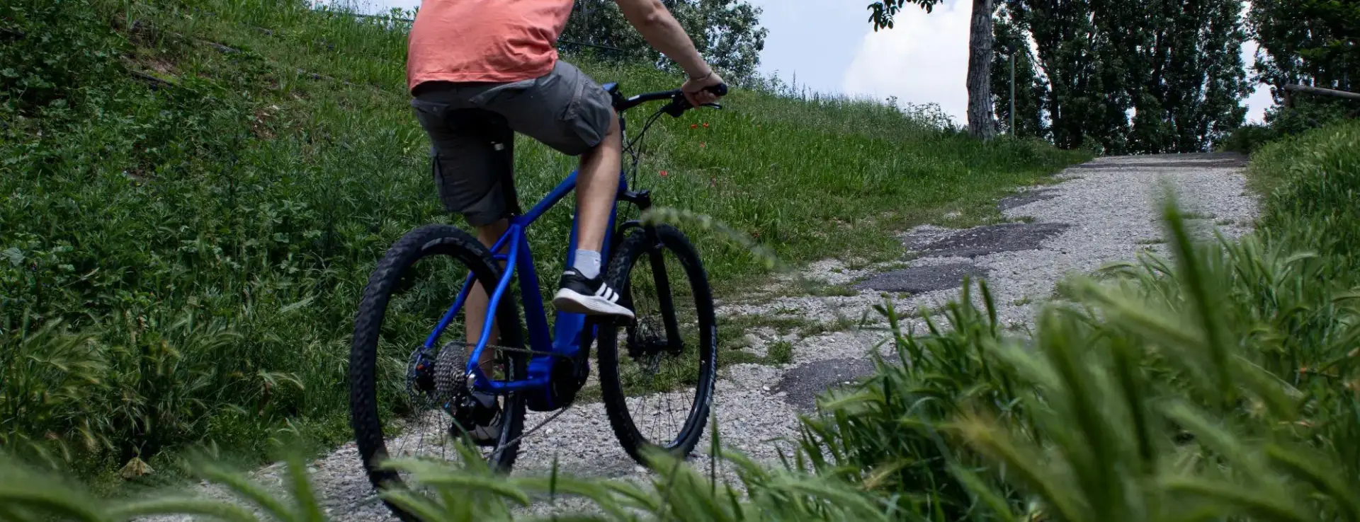 e-bike puma blu e-trekking di Boeris Bikes Torino su una strada sterrata