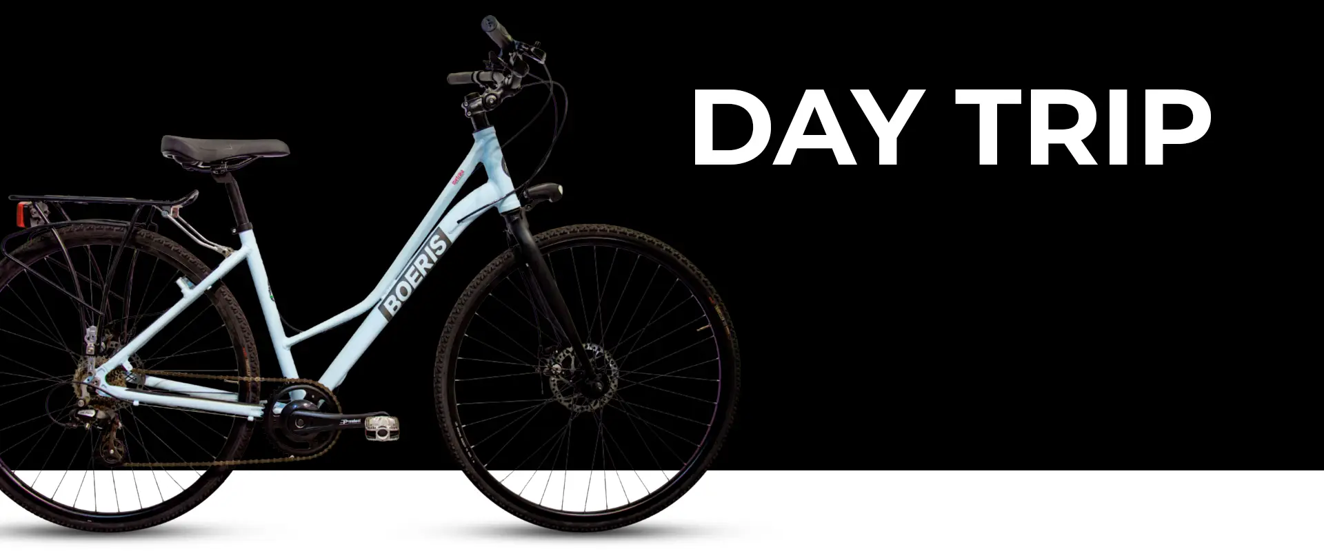 Trekking Bike Day Trip colore azzurro Boeris Bikes Torino con sfondo nero
