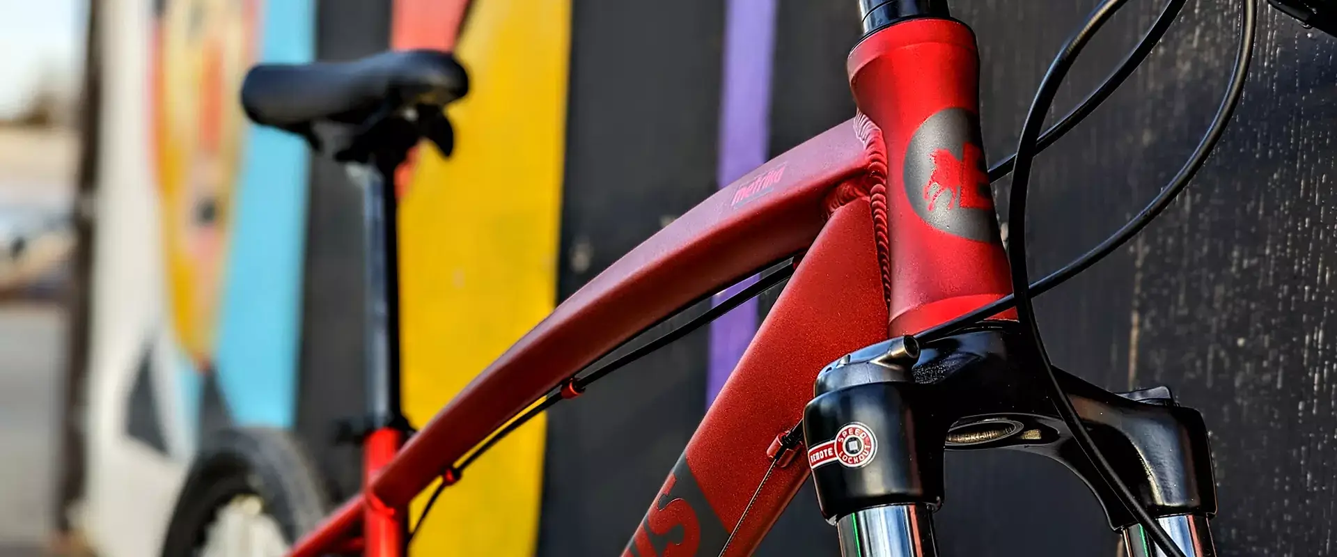 Dettaglio frontale di una MTB Action Boeris Bikes torino Rossa